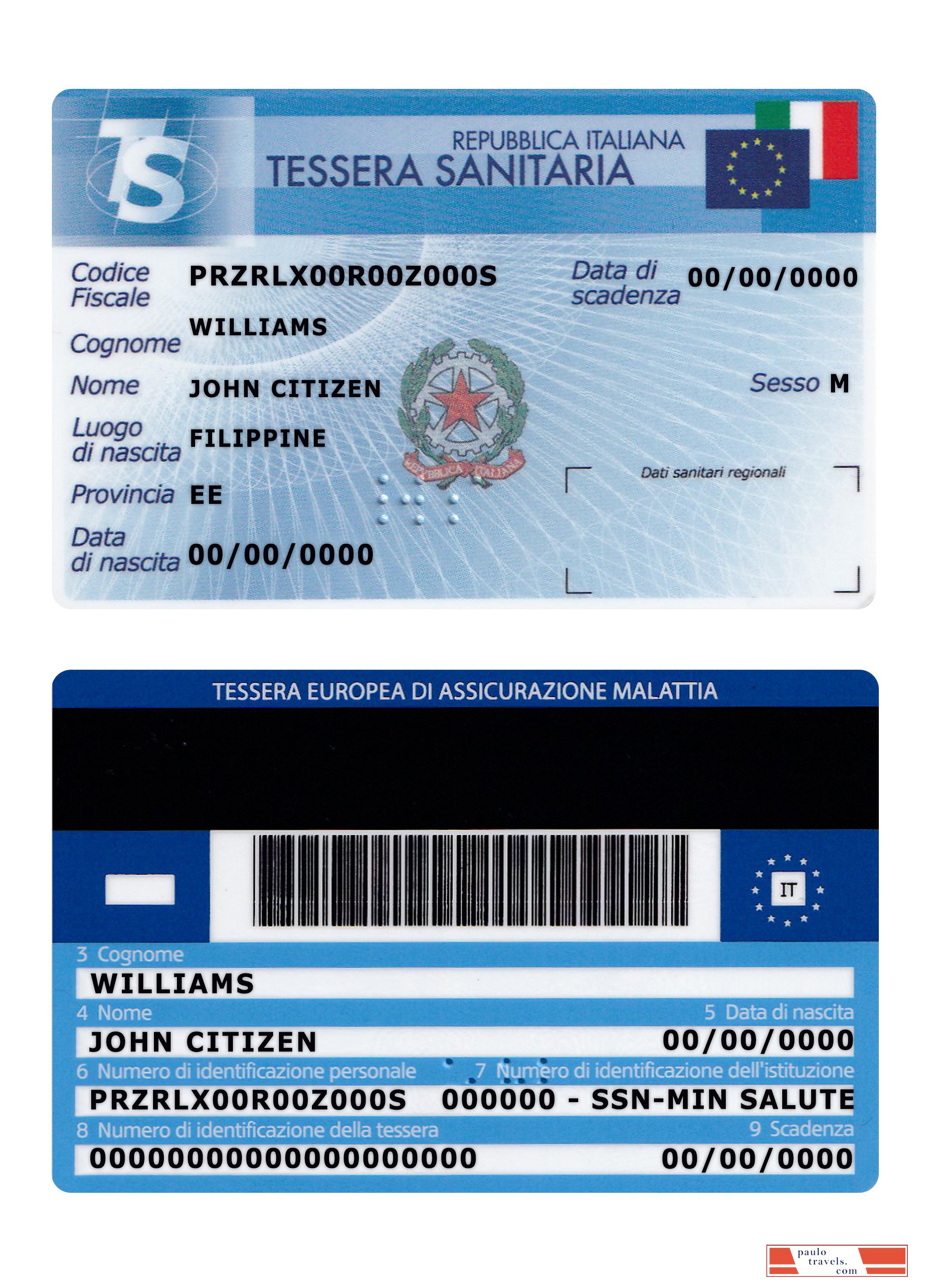 Italy Tessera Sanitaria (health insurance card)